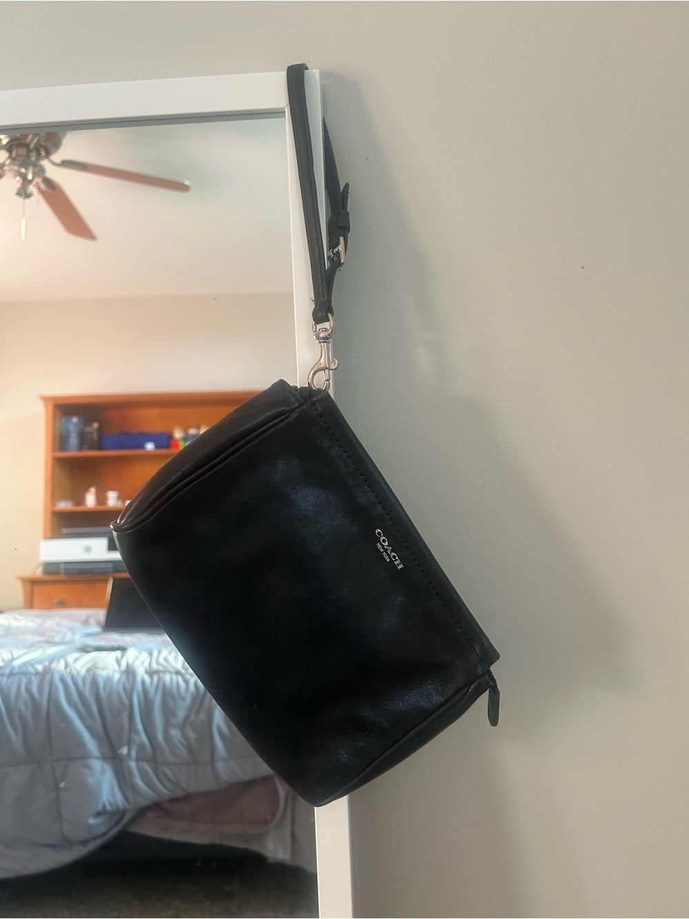 COACH Black Leather Wristlet